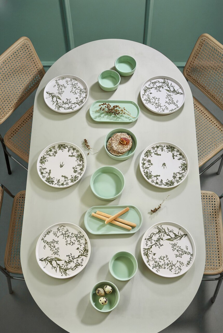 Set de mic dejun, Hermia, 430KSV4402, Platou: 22 x 11 x 3,5 cm (2 bucăți), Verde inchis - imagine 7
